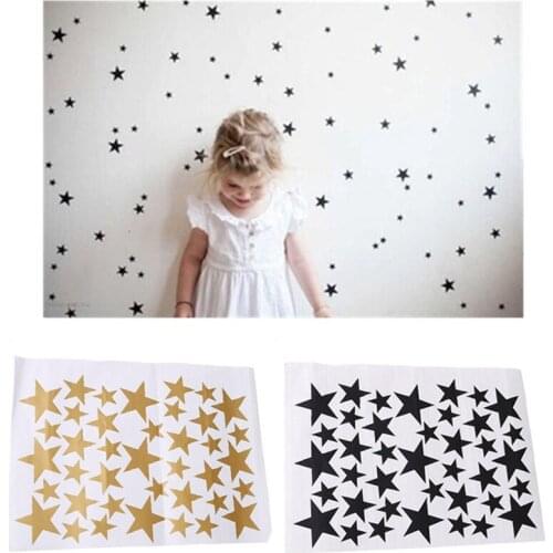 39 Stars Sticker Gold Silver Star Pattern PVC DIY Wall Art Decals for Kids Room Decoration Wall Stickers Home Decor 4 Colors