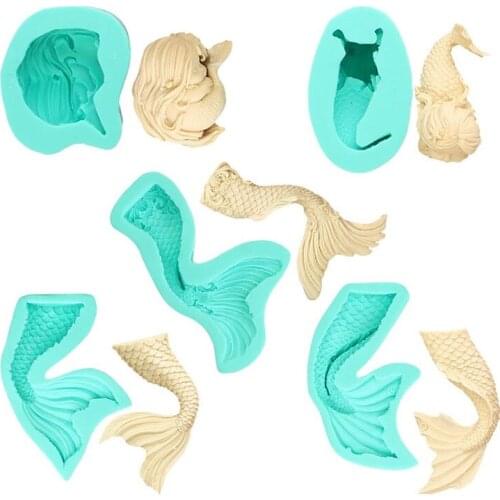 5 Styles/fashionable Mermaid Tail Fudge Cake Silicone Mold DIY Baking Chocolate Cake Decoration Mold Kitchen Baking Accessories
