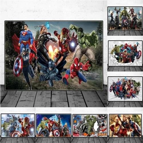 5D Diamond Painting Marvel Avengers Anime Poster Superhero Iron Man Spiderman Hulk Movie Diamond Embroidery Home Decor