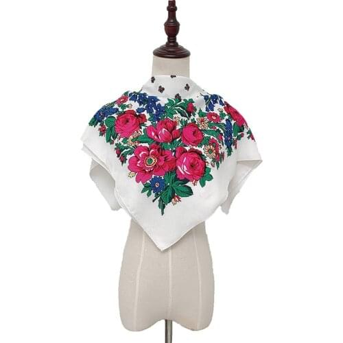 70*70cm Women National Style Printed Small Scarf Shawl Hijab Luxury Female Floral Bandana Headscarf Ladies Kerchief Wraps Square