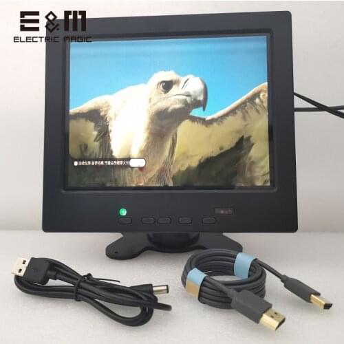 8 Inch 1024*768 IPS Portable Monitor TFT-LCD Display Driving Board with 1080P HDMI VGA AV1 AV2 Screen for Raspberry Pi Model 4