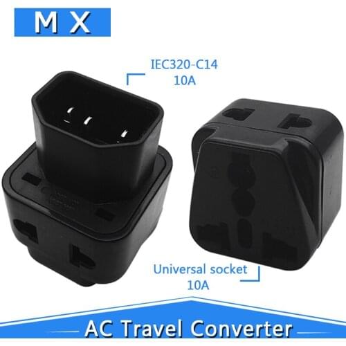2 in 1 IEC 320 C14 Male to C13 Female Power Adapter PDU / UPS C13 Universal Female AU / US / UK / EU Special Conversion Plug
