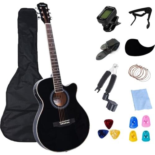 40 Inch Acoustic Guitar Beginner Basewood 6 String Guitar Tochigi Ukulele With Black Wood Guitar AGT26
