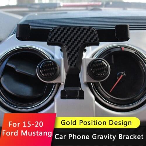 QHCP Car Phone Gravity Bracket GPS Holder Dashboard Air Vent Outlet Mobile Cell Phones Stand Mount For Ford Mustang 2015-2020