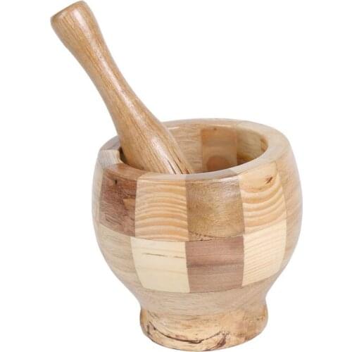 Wooden Pepper Mill Mortar Pestle Pugging Pot Garlic Spice Grinder Pharmacy Herbs Bowl Mill Crusher Kitchen Gadget