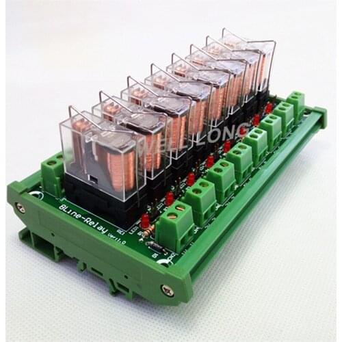 DIN Rail Mount 8 SPDT 16A Power Relay Interface Module,G2R-1-E DC12V Relay