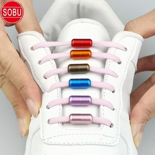 Third Version Elastic No Tie Shoelaces Metal Lock Shoe Laces For Kids Adult Sneakers Quick Shoelaces Semicircle Shoestrings