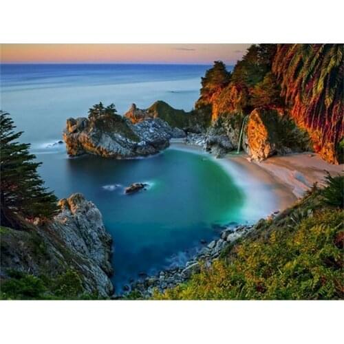 Sea Cliff Paint By Numbers Landscape On Canvas Acrylic Paint For Adult Diy Kit With Frame Picture Coloring By Numbers Home Decor