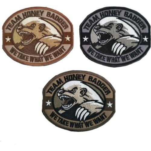 Honey Badger Man Team Soldier Embroidery Velcro Patches Army Bear Armband Badge Military Tactical Hook&Loop Clothing Stickers