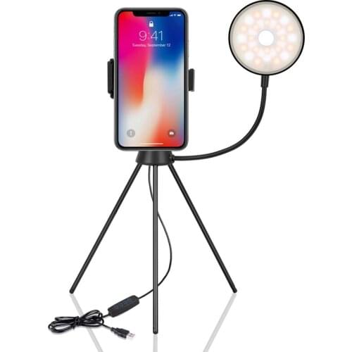 NS-08LED Fill Light Mobile Phone Holder 3 Colors Dimmable, with Tripod USB Plug