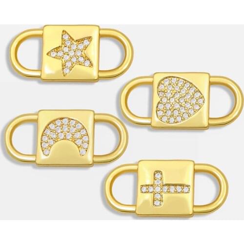 OCESRIO DIY CZ Heart Charms Bracelet Star Moon Charm Decoration For Hand Made Chains Necklace Jewelry Making Supplies chma017