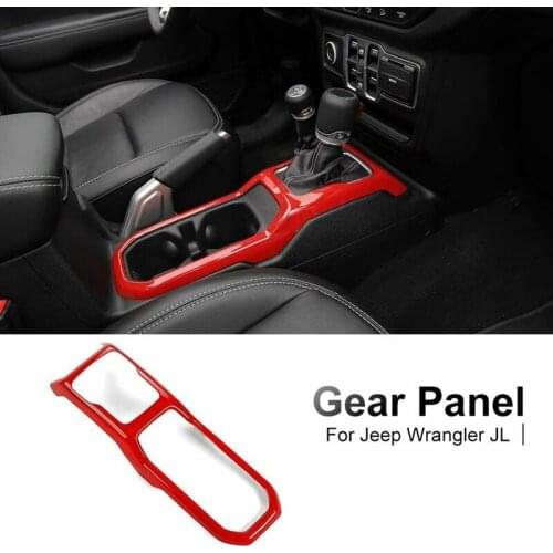 Car ABS Front Center Control Gear Shift Panel Trim Cover for Jeep Wrangler JL JT 2018-2021 Red Accessories