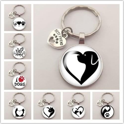 Popular New Puppy Kitten Playing Key Ring Pet Cat and Dog BEST FRIEND Pendant Fashion Keychain
