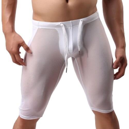 Sexy Men GYM Exercise Shorts Sportswear Transparent Mesh Fitness Bodybuilding Sweatpants Tight Short Brave Person Brand Low Rise