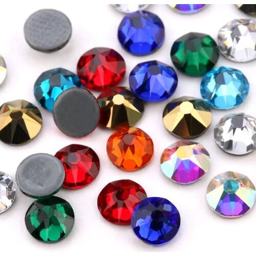 QIAO 8 big 8 small Hot Fix Crystal Colorful Rhinestones Glass Hotfix Strass Stone Iron on Rhinestone for hot fixing clothes