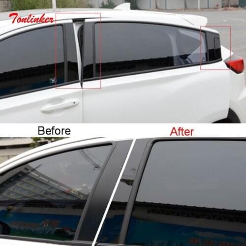 Tonlinker Exterior Car Window Column Cover case Stickers For Honda Vezel 2014-19 Car Styling 8 Pcs ABS Plastic Cover stickers