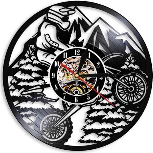 Motorcycle Riding Vintage Vinyl Record Wall Clock Extreme Sport Motorbike Modern Creative Home Decor Art Clocks Watch Gift Idea