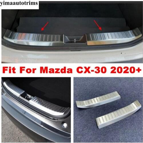 Rear Trunk Step Entry Guard Door Sill Plate Anti Scratching Protective Stainless Steel Cover Kit Trim For Mazda CX-30 2020 2021