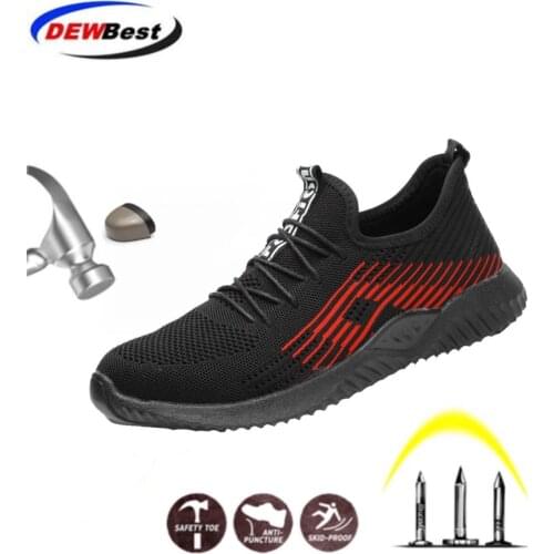 DEWBEST 2021 Unisex Unbreakable Safety Shoes Fashion Labor Insurance Shoes Steel Toe Grid Breathable Mesh Work Boots Sneakers