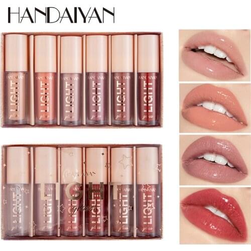 6 Pcs/set Lip Gloss Set Mirror Shimmer Pearly Liquid Lips Makeup Waterproof Long Lasting Lip Glaze Moisturizing Lipgloss Tint