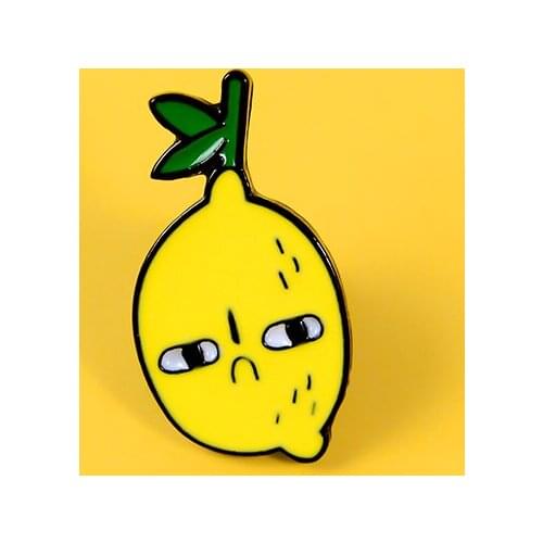 Aggrieved lemon enamel pin brooches for women plant fruit yellow badge funny expression lapel pin clothes backpack jewelry gifts