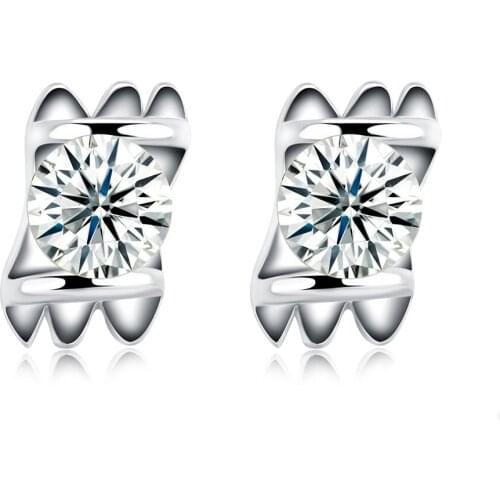 SILVERHOO Genuine 925 Sterling Silver Earrings For Women Elegant Round Zircon Irregular Stud Earring Fine Jewelry New Arrival