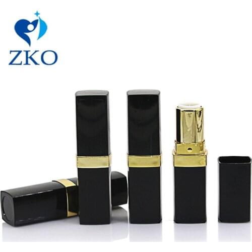 1pcs Free Shipping DIY Custom Lipstick Tube Lip Balm Container Tube Elegant Black Gold Square Comstics Lipstick Tube, Low Price