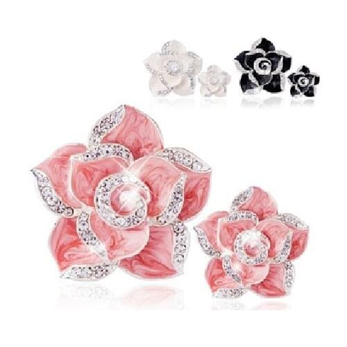 10 sets per lot Camellia Flower Cell Phone DIY Alloy Decoration Charms