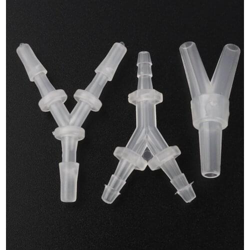 10pcs/lot 2.4-6.4mm Y-Type Tee Connectors PP Plastic Pagoda Joints Aquarium Fish Tank Fittings Air Pump Hose Connector Equal Dia