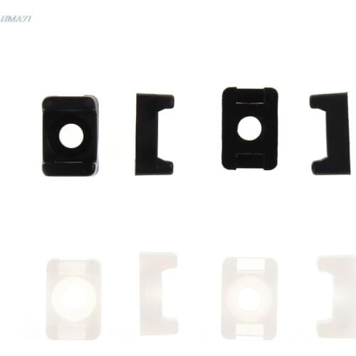 100PCs 4.6mm Cable Tie Mount Wire Buddle Saddle Type Plastic Holder White Black