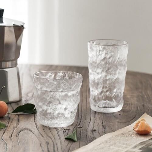 2pcs Ins Japanese Style Rain Fog Glacier Glass Crystal Fruit Cup Milk Cup Breakfast Cup Oat Cup Beer Cup Simple Whiskey Glass