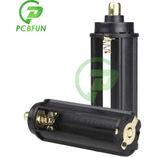 2pcs/lot 3 AAA Battery Black Plastical Metal Holder Case Cylindrical Battery Adapter for 18650 Flashlight Torch 65mm*21mm
