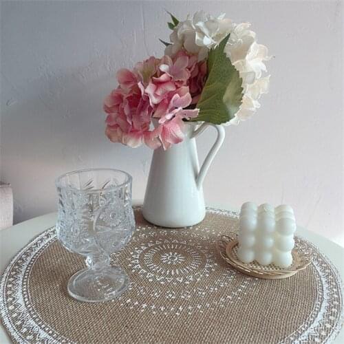 2021 New Not Washable! 38CM Jute Woven Placemat Coaster Photo Props Home Linen Cloth Art Bowl Mat Kitchen Decoration Table Mats
