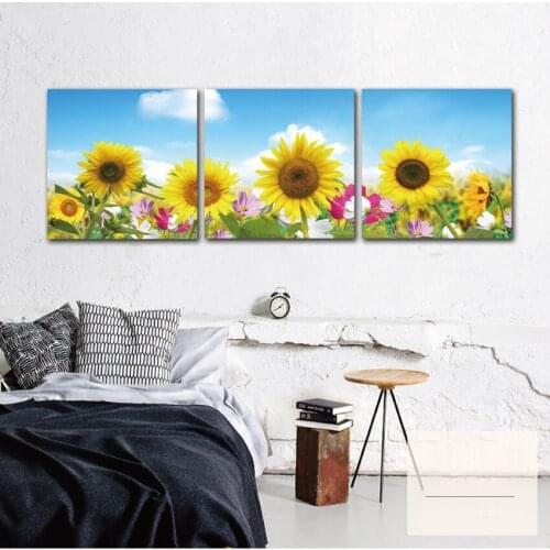 3 Panel Framed Wall Art Canvas Painting Modern Art Sunflower Wall Picture for Living Room Home Decor Posters Canvas Prints P628