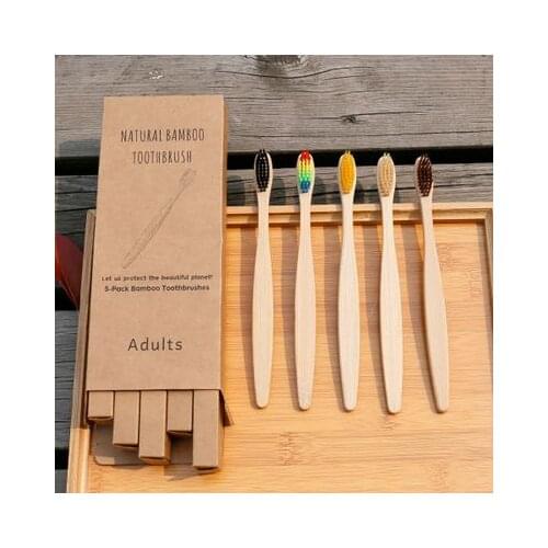 30Pcs Toothbrush Eco-Friendly Rainbow Bamboo Soft Fibre Toothbrush Biodegradable Teeth Brush Solid Bamboo Handle Toothbrush