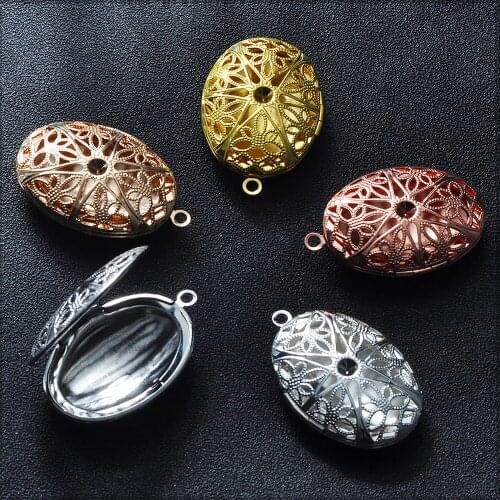 5Pcs/Lot DIY Photo Locket Olive Shape Vintage Picture Copper Photo Frame fashion pendant for necklace women Jewelry