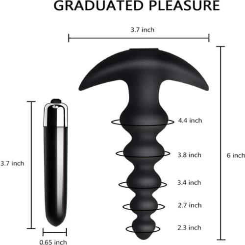 Powerful Vibrating Anal Beads Butt Plug Silicone Graduated Design Anal Sex Toys Waterproof Bullet Vibrator for Men and Couples