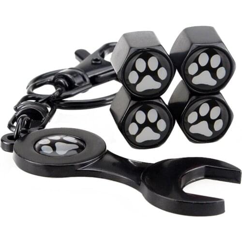 Car Accessories Keychain Wheels Tire Valve Stem Caps for Dog Footprint for Nissan Leaf Tiida Pontiac Opel Fiat VW GTI Benz Ford