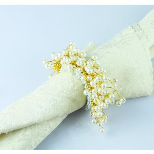Free shipping pearl beads napkin ring 4pcs
