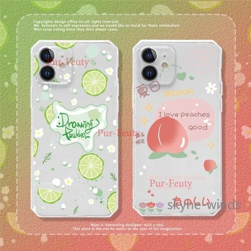 For APPLE iPhone 11 12 Pro X XR XS max phone case summer fresh fruit painting anti-fall cover for iPhone 7 8 Plus coque fundas