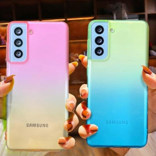 Gradient Rainbow Transparent Phone Case For Samsung A72 A52 S21 FE S20 Ultra S10 Plus Note 20 Ultra A71 A51 4G Soft TPU Cover