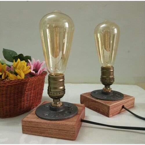 E27 Coffee Table Wooden desk ligjt Luminaria De Mesa Table Lamp 110v-220v Decor Loft Modern Table Lamp