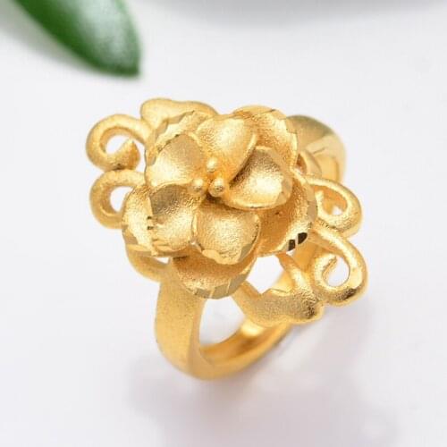 Ethiopian 24k Gold Color Rings for Women Girls Exquisite Ring Jewelry India/Ethiopian/African/Nigerian/Israel Gifts