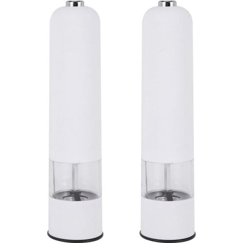 Electric Salt and Pepper Mill Grinder Set,Ceramic Grinding Core,For Salt,Pepper,Dried Herbs,Spices,White,2 Pcs