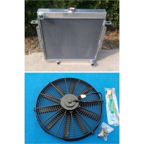 High Performance Aluminum Radiator + Fan For Toyota Land Cruiser 75 Series HZJ75 1990-2001 90 91 92 93 94 95 96 97 98 99 00 01