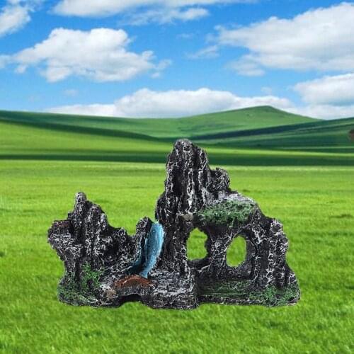 Artificial Mountain Realistic Fish Hiding Long-lasting Rockery Fish Tank Ornament for Aquarium Decor Sculptures Garden Statues