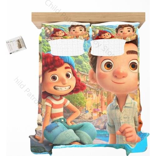 Disney Cartoon 3D Printed Luca Alberto Sea Monster Boys Bedding Set Home Textile Queen Size Cute Anime Bed Sheets Kids Gifts