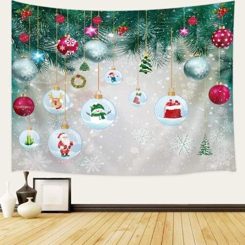 Colorful Christmas Balls Hang on Pine Fir Tree Xmas Tree for Christmas New Year Wall Tapestry