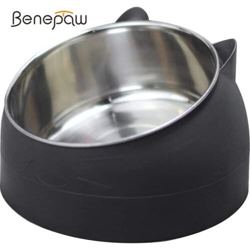 Benepaw Stainless Steel Cat Bowls 15° Tilted Removable Nontoxic Non-Skid Non-Spill Water Food Pet Feeder For Puppies Kittens