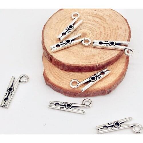 Fashion 50 pcs clothes Clothespi charms metal Clip Pendants fit DIY handmade necklace earring bracelet charms Jewelry Making